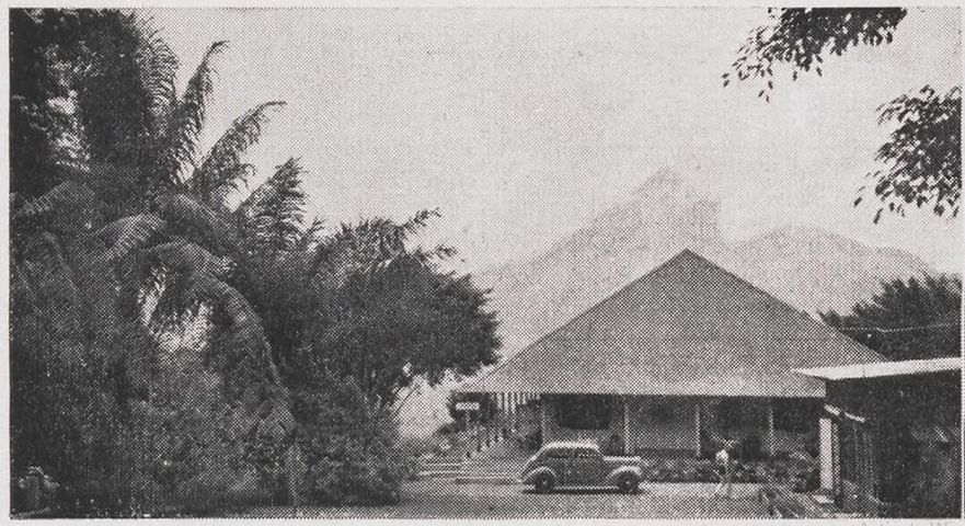 ASRI: Suasana Hotel Trawas dengan latar pemandangan Gunung Penanggungan pada tahun 1938.