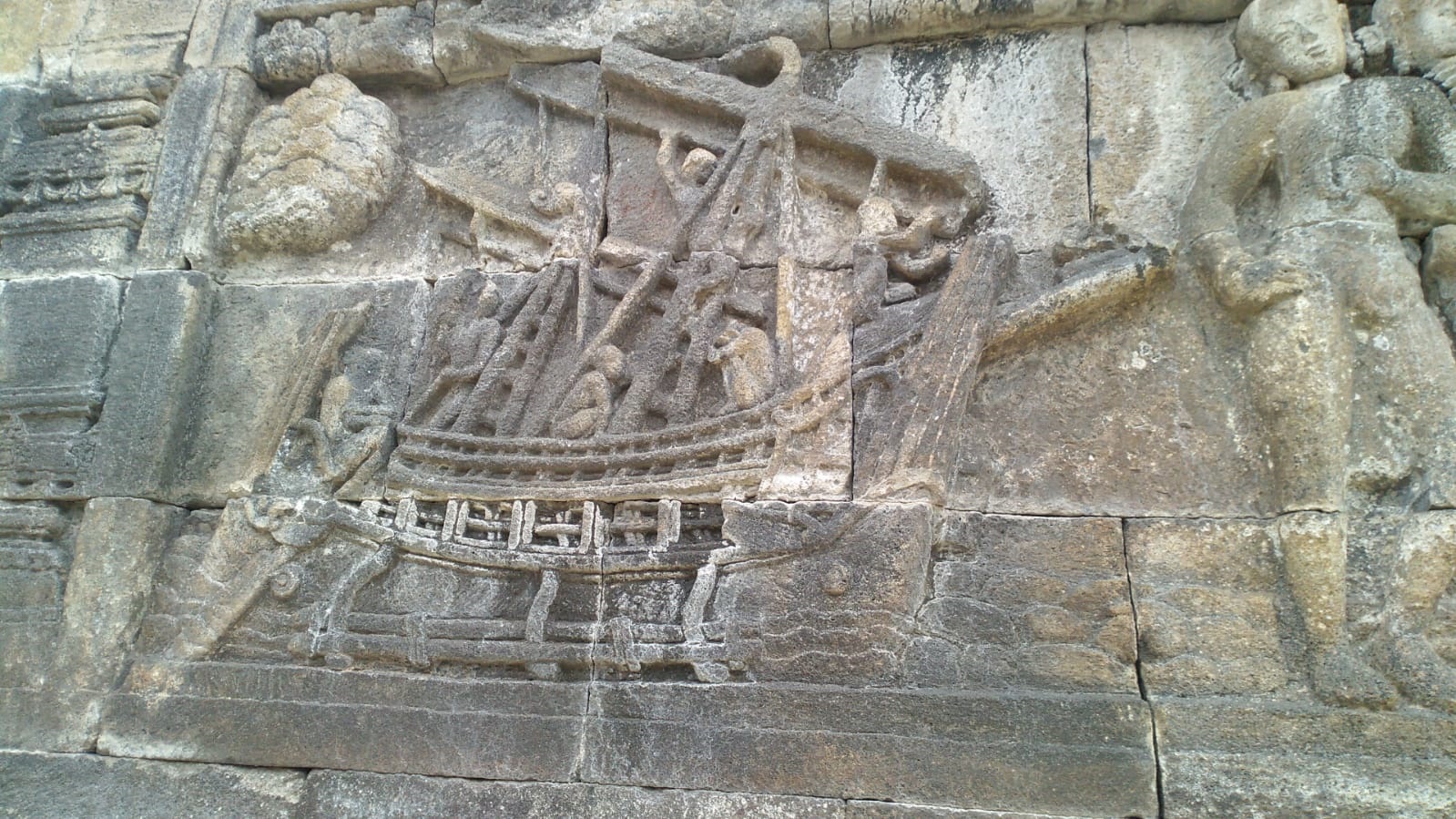 BUKTI SEJARAH: Salah satu relief Candi Borobudur yang menggambarkan adanya kapal laut di masyarakat Nusantara pada masa kerajaan Hindu &ndash; Buddha.