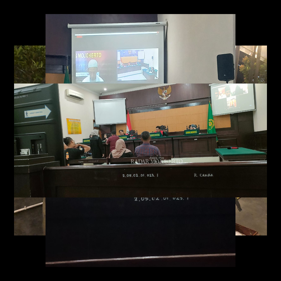 DIADILI: Dua terdakwa menjalani sidang pembuktian di PN Mojokerto, tadi malam (23/8).