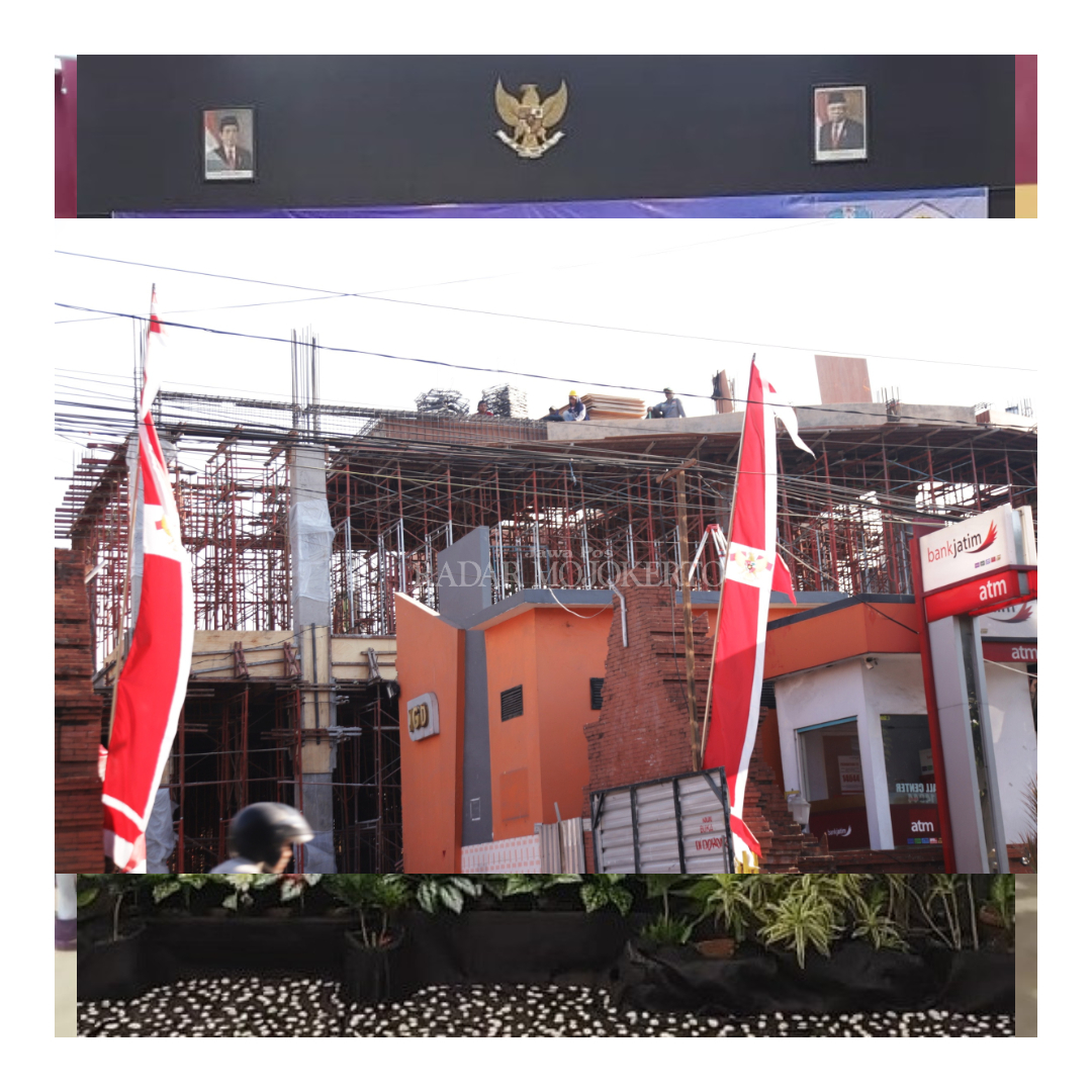 DIKEBUT: Pekerja tengah memasang bekisting untuk persiapan pengecoran pada pembangunan IGD Terpadu sebesar Rp 35,8 miliar RSUD Prof Soekandar Mojosari.