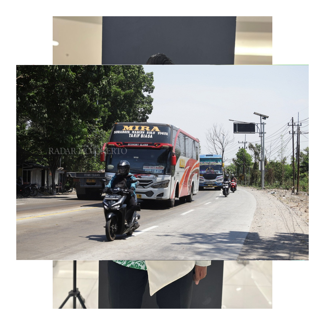 RAWAN: Kendaraan bus beriringan melintasi Bypass Kota Mojokerto, kemarin.