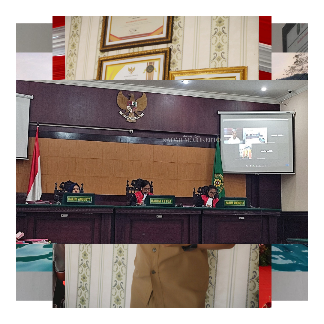 PERADILAN: Ahmad Saleh Manalu alias Kenzo, 22, menjalani sidang putusan PN Mojokerto secara online dari Lapas Klas II B Mojokerto, Senin (4/8).