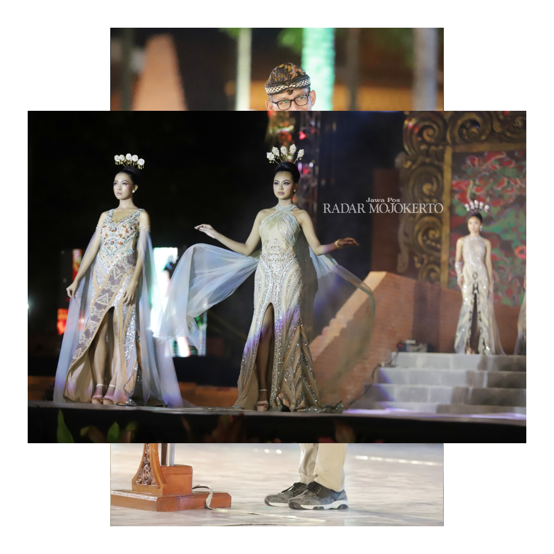 FASHION: Desain busana karya Diana Couture yang juga menambah kemeriahan MBF di Alun-Alun Wiraraja, Kota Mojokerto.
