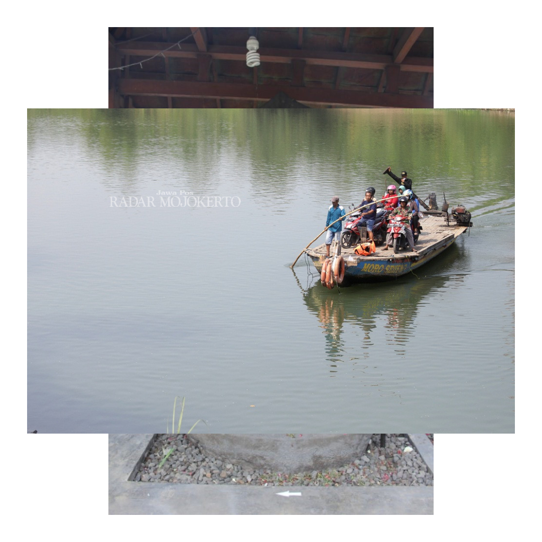 TRANSPORTASI AIR: Aktivitas perahu penyeberangan di Sungai Brantas, Desa Betro, Kecamatan Kemlagi. Sejak hampir seribu tahun yang lalu, sungai ini sudah berfungsi sebagai jalur transportasi dan perdag