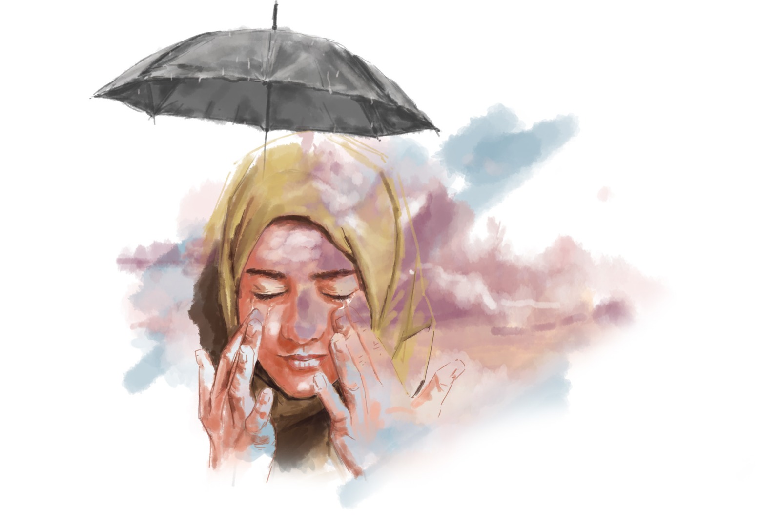 Ilustrasi cerpen Rintik Hujan di bulan Oktober.