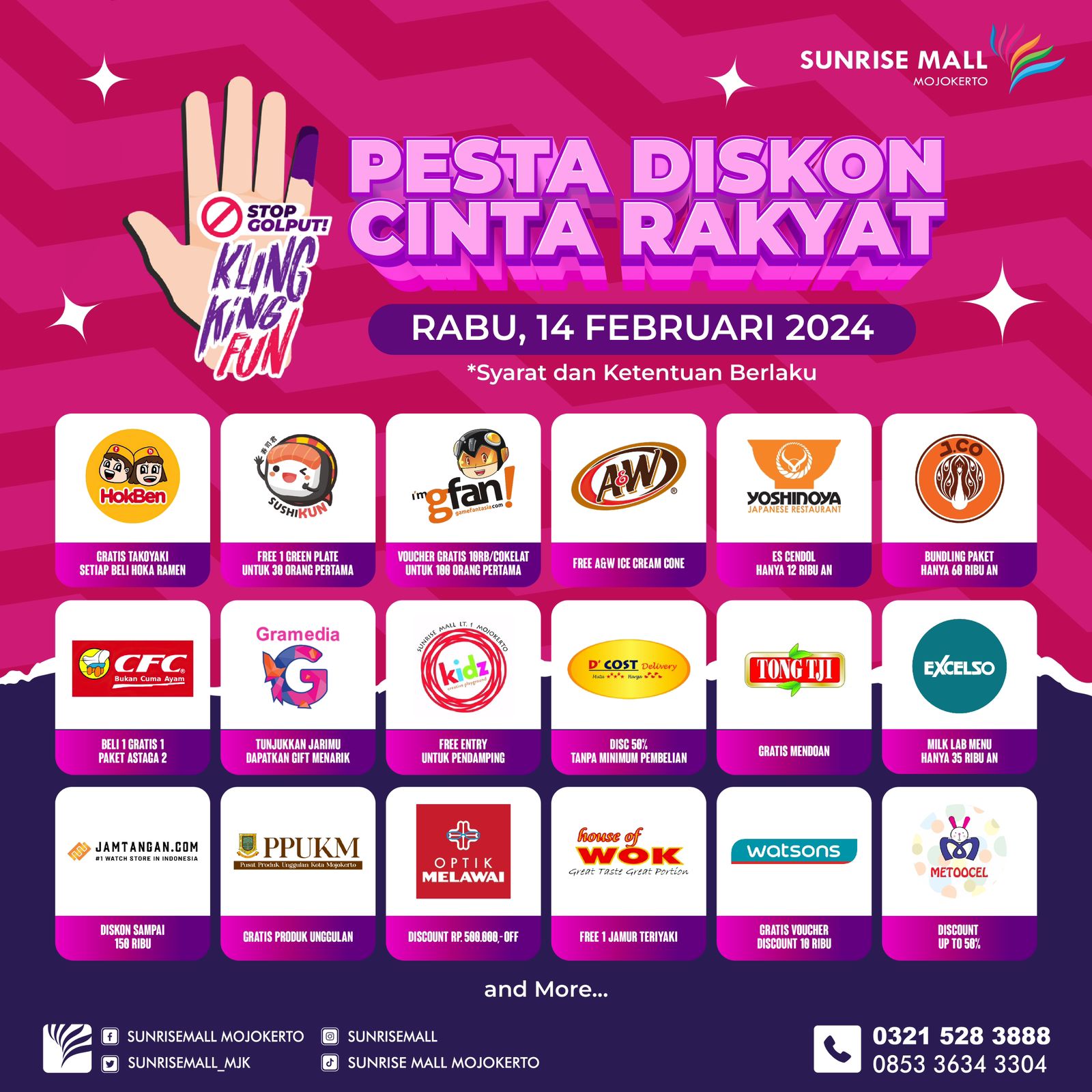 KLINGKING FUN: Sunrise Mall Mojokerto menggeber diskon menarik diberbagai tenant.