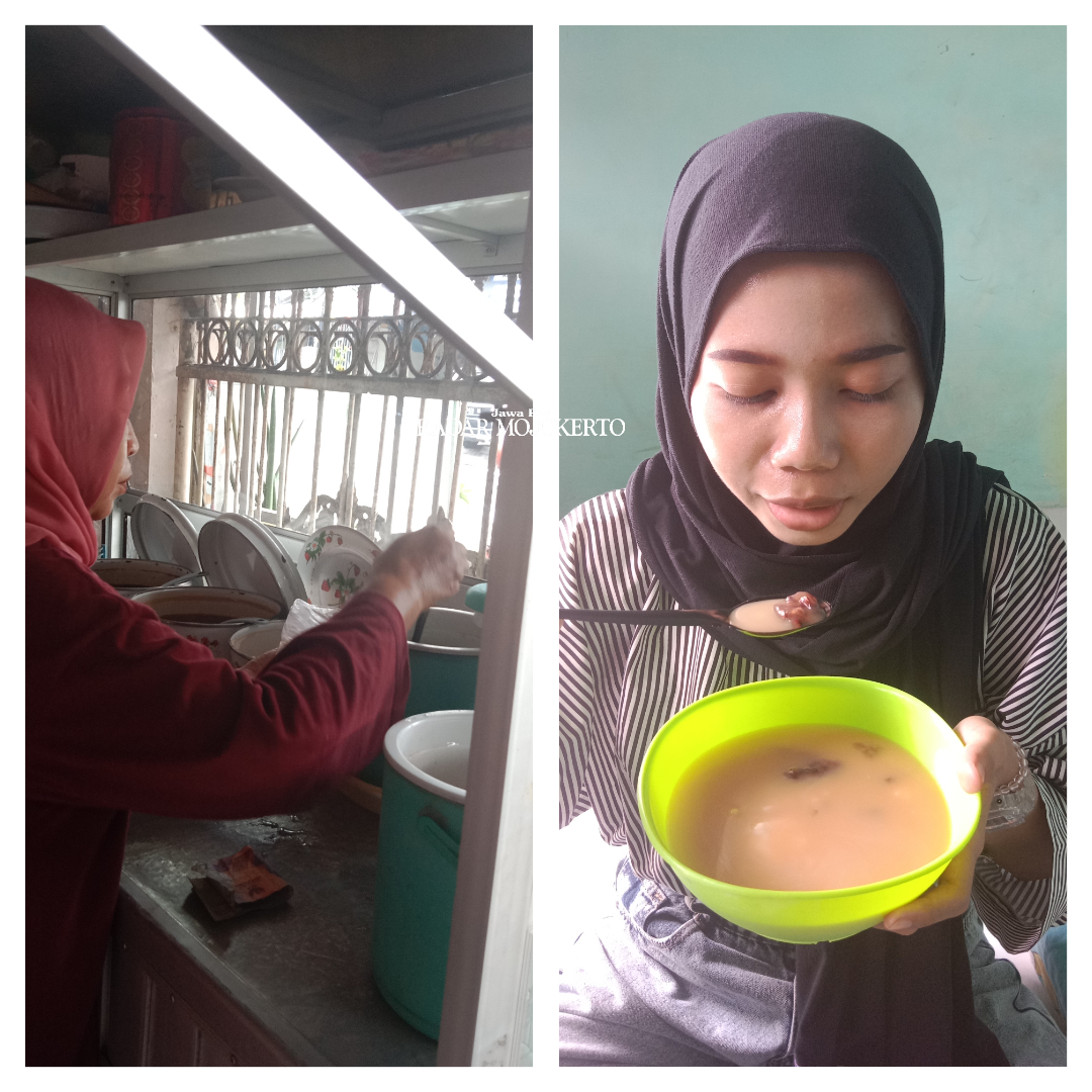 TRADISIONAL: Kuliner bubur sruntul dijajakan di Jalan Raden Wijaya Kota Mojokerto.