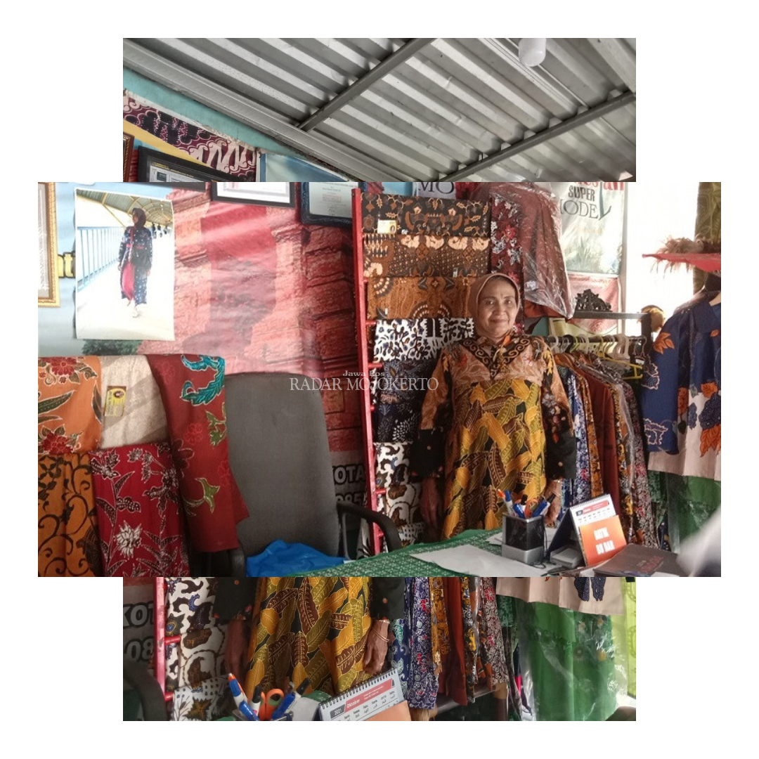 BATIK KOTA: Perajin batik khas Kota Mojokerto Sudarsi di toko batik kepunyaannya, Rabu (21/2/2024)