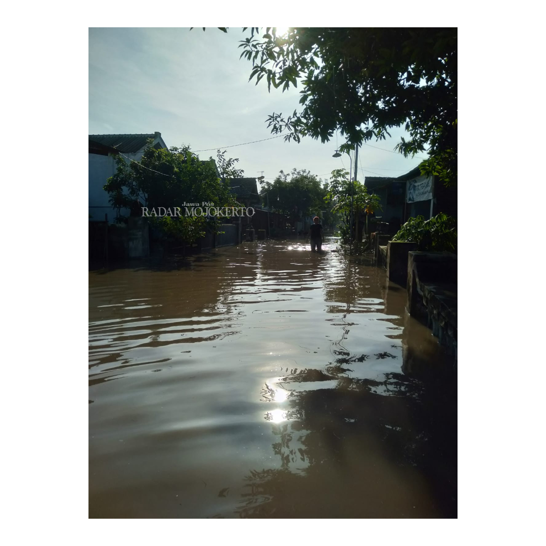 SELUTUT: Kondisi banjir di Desa Kenanten, Kecamatan Puri, Kabupaten Mojokerto, Rabu (6/3/2024).