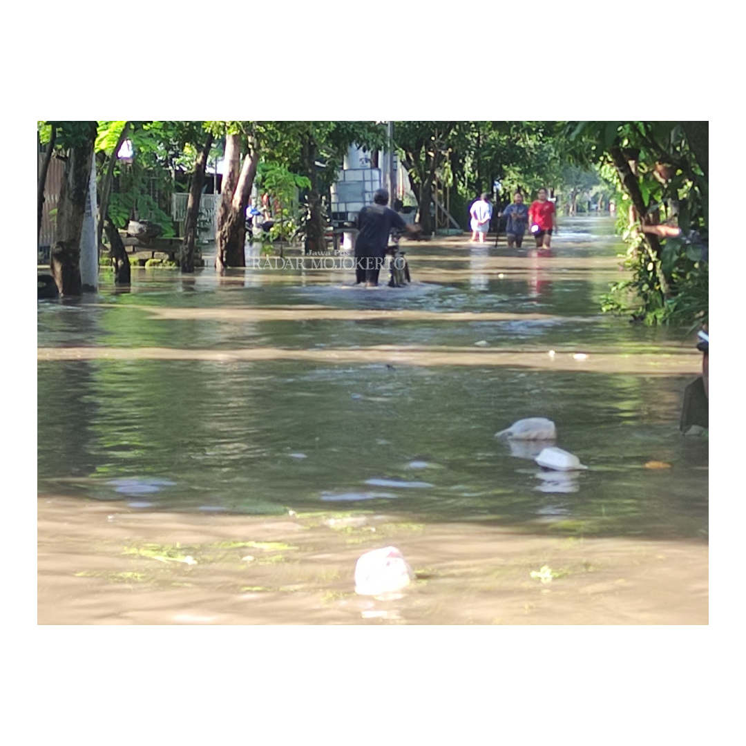 SAMPAH: Banjir di area Griya Permata Meri turut membawa sampah-sampah rumah tangga.