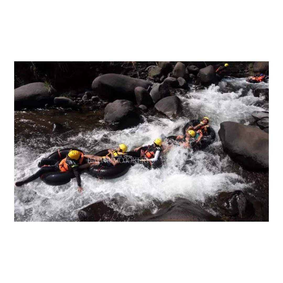 POTENSIAL: Wisata alam di Desa Lebakjabung, Kecamatan Jatirejo, Kabupaten Mojokerto, terus dikembangkan. Dari kawasan bermain air, susur sungai, sampai arena off road.