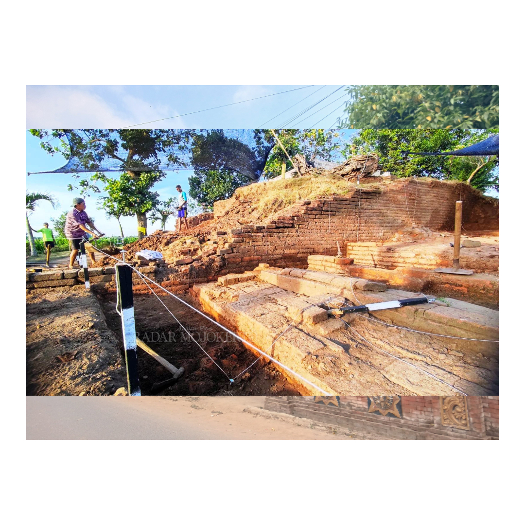 TEMUAN BESAR: Situs Watesumpak di Kecamatan Trowulan, Kabupaten Mojokerto, yang diyakini sebagai kompleks permukiman bangsawan Majapahit diekskavasi pada 2022 silam.
