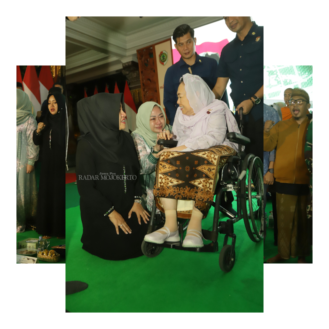 SIMPATIK: Ibu Sinta Nuriyah Abdurahman Wahid disapa Bupati Mojokerto Ikfina Fahmawati dan Ketua DPRD Kabupaten Mojokerto Ayni Zuroh.