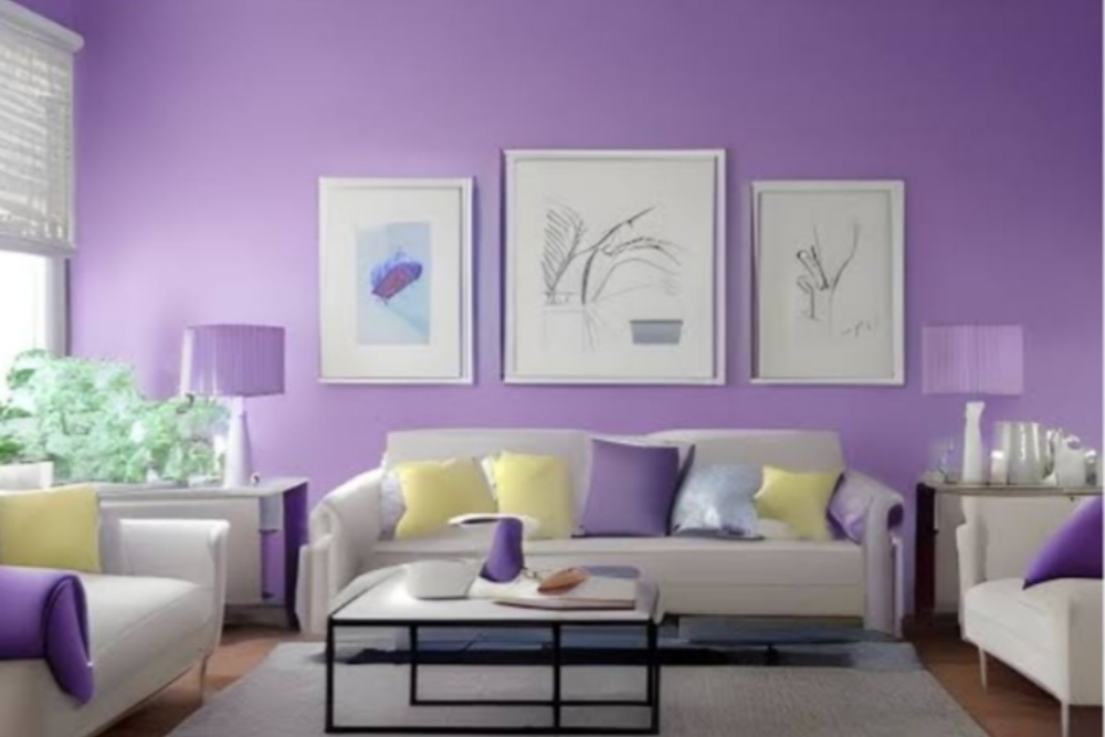 Ruangan dengan cat warna Ungu Lilac.