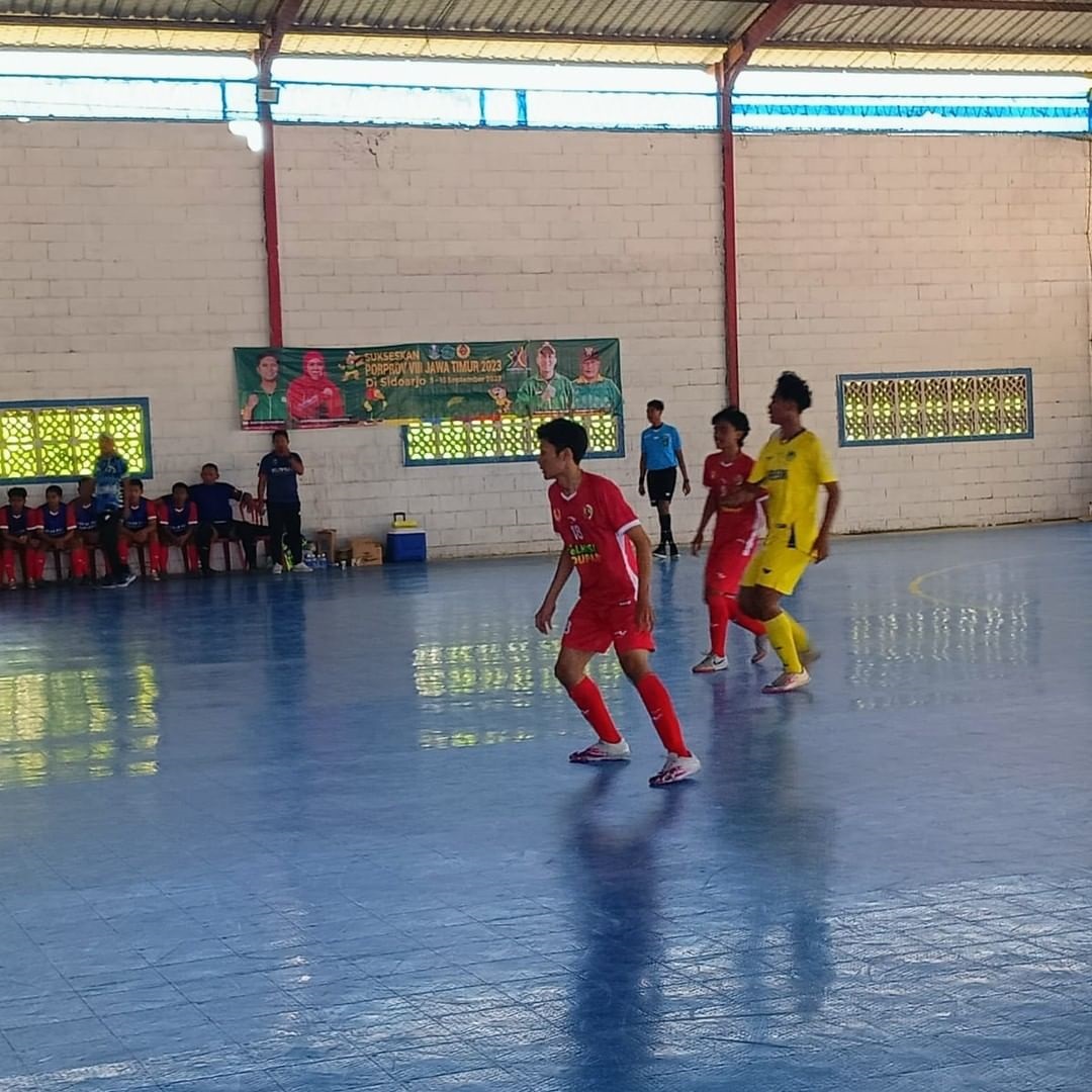 SEGERA DIBENTUK: Penampilan tim futsal Kabupaten Mojokerto di Porprov VIII Jatim 2023, September tahun lalu.
