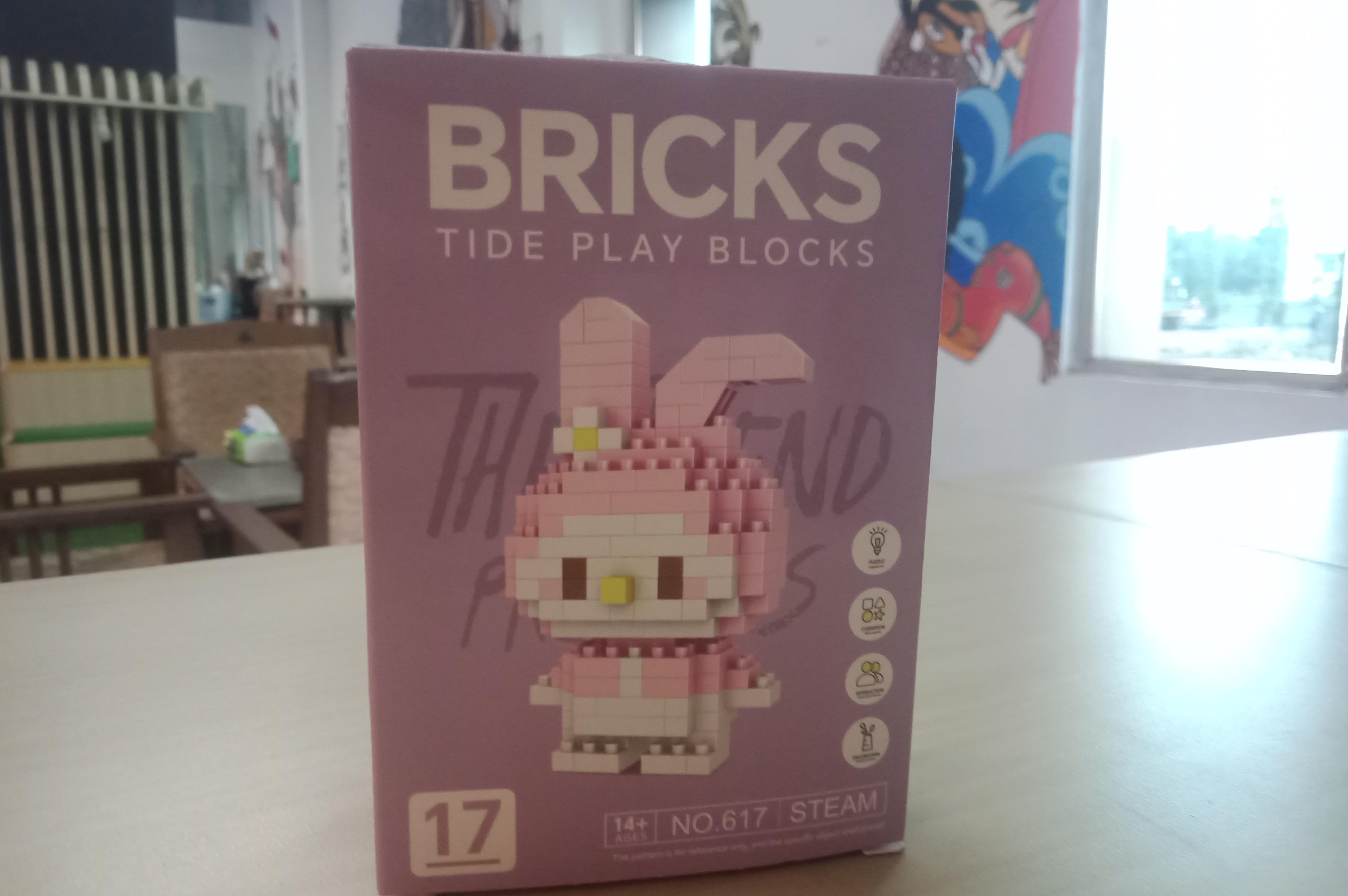 KEMASAN: Memiliki kemasan yang lucu dengan menampilkan hasil dari lego yang telah dirangkai. (foto Satria Putra for Radar Mojokerto)