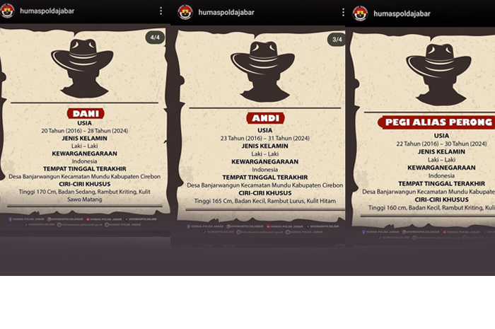 Identitas tiga DPO telah dirilis kepolisian.