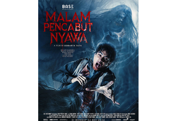 HOROR: Poster film bioskop Malam Pencabut Nyawa yang telah tayang sejak 22 Mei 2024 di seluruh bioskop Indonesia hingga 10 negara lainnya. (foto. dok: BASE Entertainment)