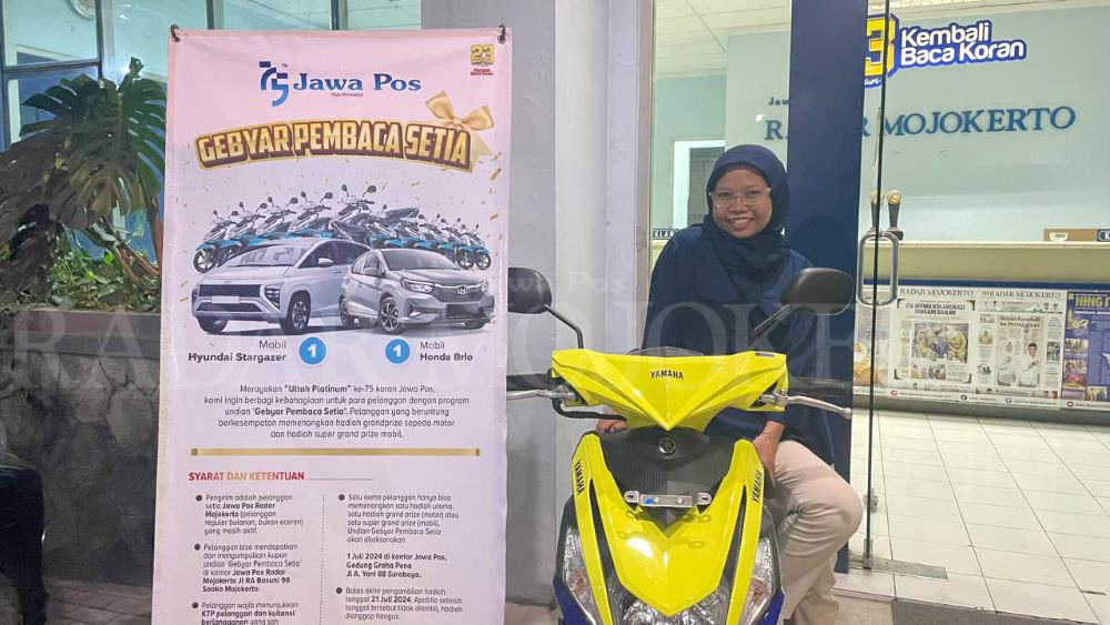 TERSEDIA: Satu unit motor dipersembahkan Jawa Pos Radar Mojokerto khusus bagi pembaca yang telah mengumpulkan kupon dalam acara Gebyar Pembaca Setia.