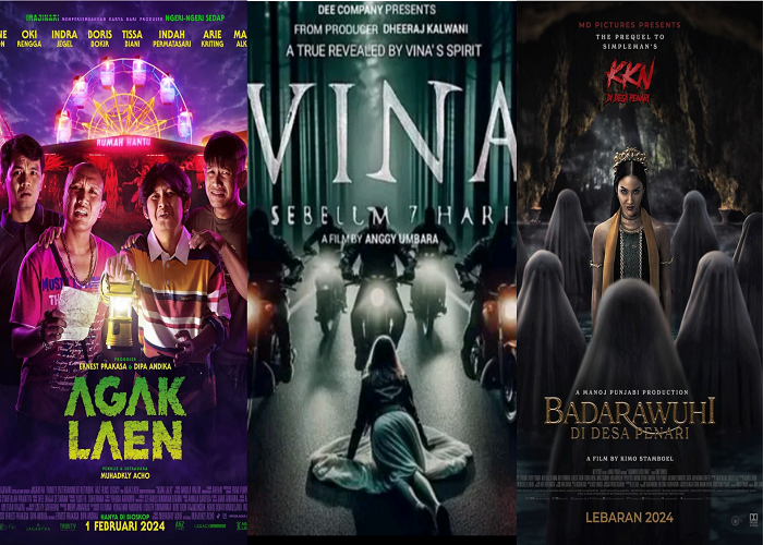 TERATAS: Sejumlah film bioskop Indonesia terlaris dan teratas periode Januari sampai Juni 2024 ini. (foto: editing yeni trihapsari)