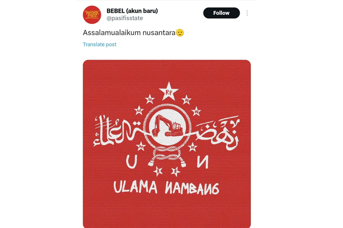 Logo NU yang sakral dipelesetkan oleh salah satu akun di media sosial X.