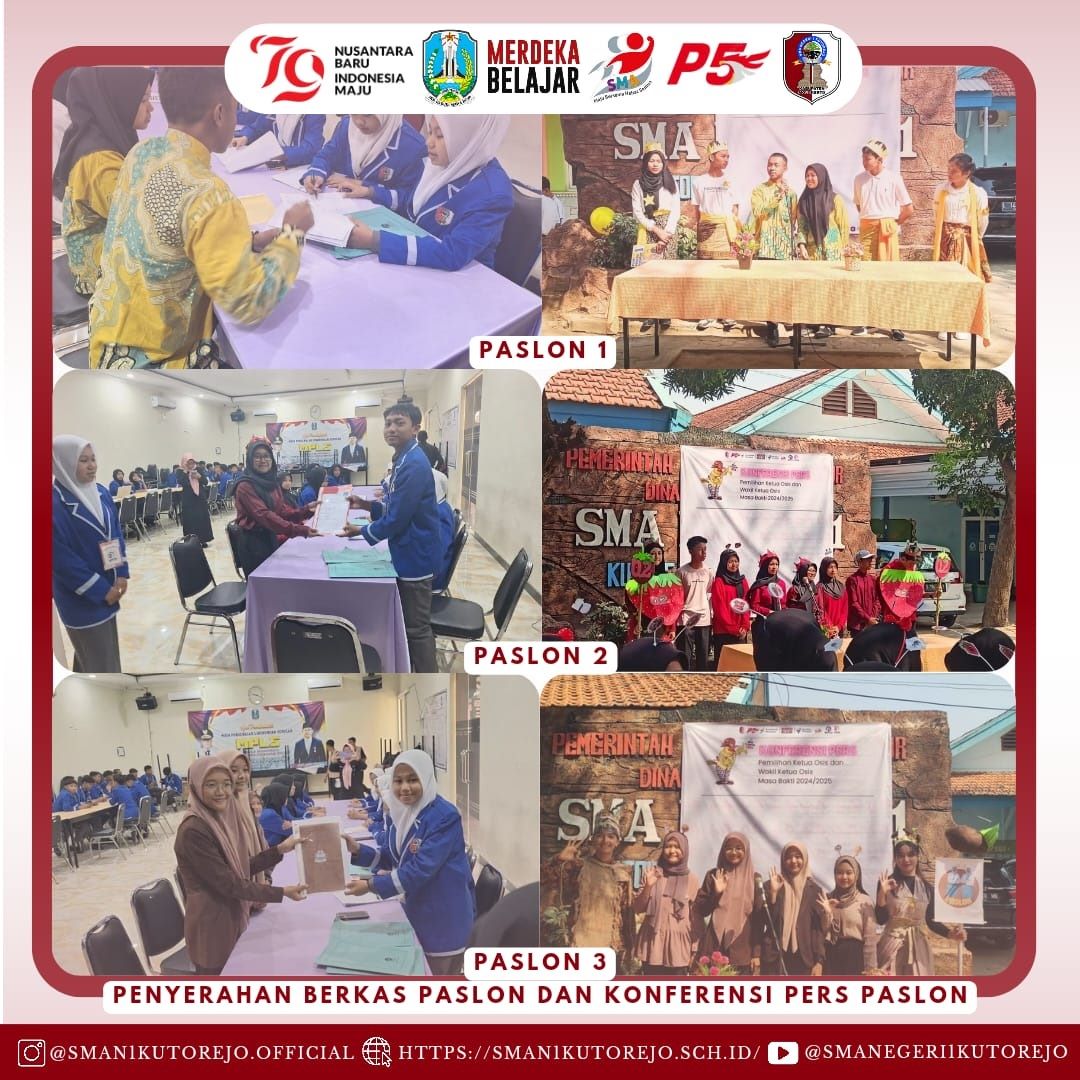 DEMOKRASI: Pendaftaran paslon pemilihan ketua dan wakil ketua OSIS SMA Negeri 1 Kutorejo.