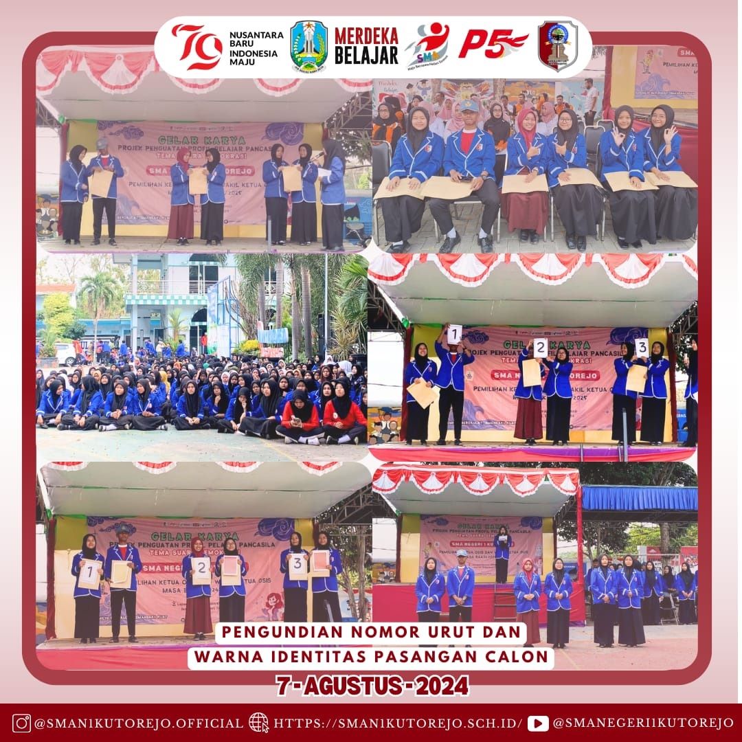TAHAPAN:Pengundian nomor urut paslon pemilihan ketua dan wakil ketua OSIS SMA Negeri 1 Kutorejo.
