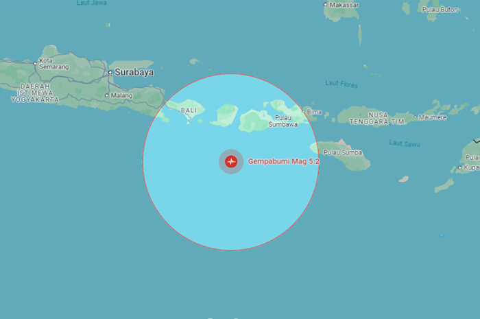 Sumbawa Barat mengalami getaran dengan magnitudo 5,2. Di kedalaman 100 kilometer, gempa kali ini terjadi di Lintang Selatan -10 dan Bujur Timur 116.50.