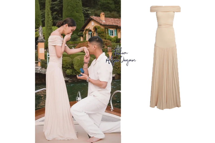 Dress Alyssa Daguise saat dilamar Al Ghazali (IG @fashionalyysadaguise)
