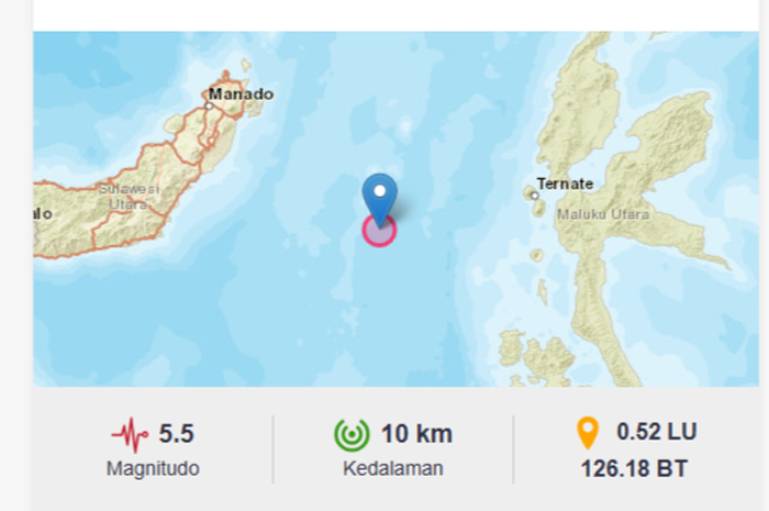 Maluku Utara Alami Gempa Bumi Berkekuatan Magnitudo 5.5 pada Selasa (12/11).