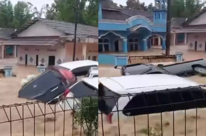 Peristiwa banjir bandang di Sukabumi hingga menyebabkan 6 mobil terbawa arus.