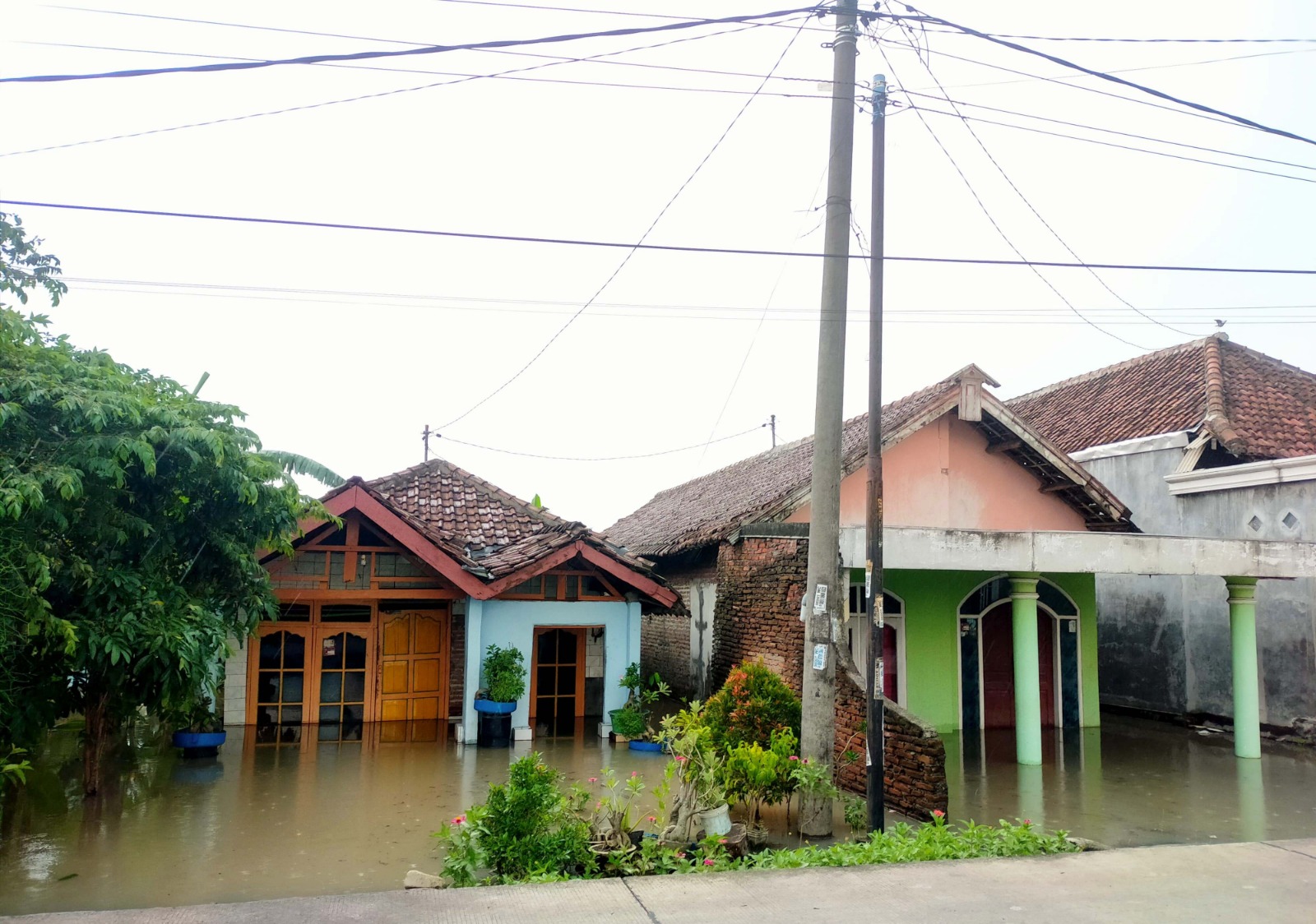 TERENDAM: Rumah warga di Dusun/Desa Tempuran, Kecamatan Sooko tergenang banjir, Sabtu (7/12)