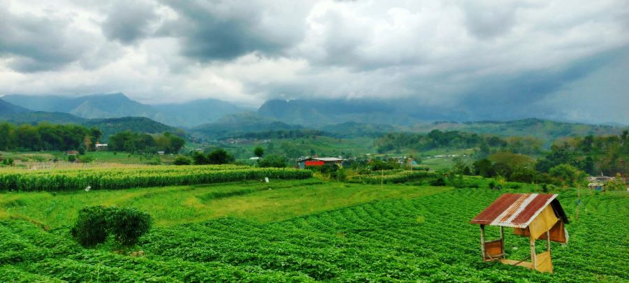 WASPADA: Awan hitam memayungi langit Pacet, kemarin. BMKG memprakirakan wilayah Mojokerto dibayangi cuaca selama libur panjang Imlek 2025.