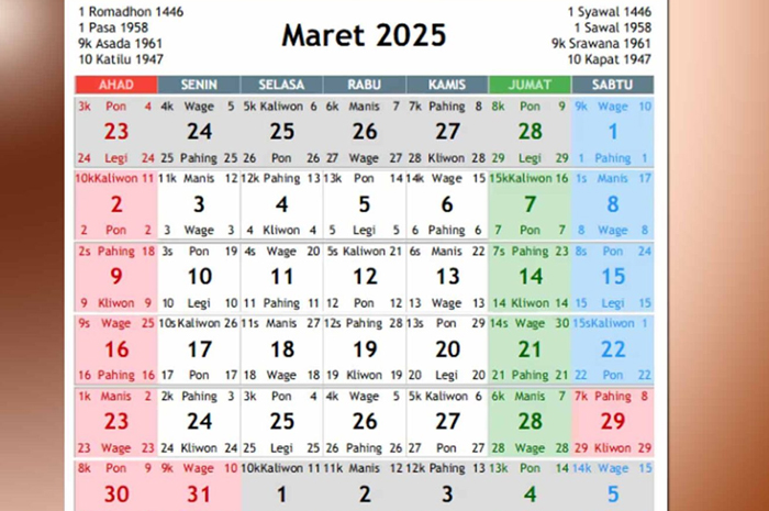 Banyak Libur Maret 2025, Simak Daftar Hari Libur Nasional dan Cuti Bersama Hari Raya Idul Fitri