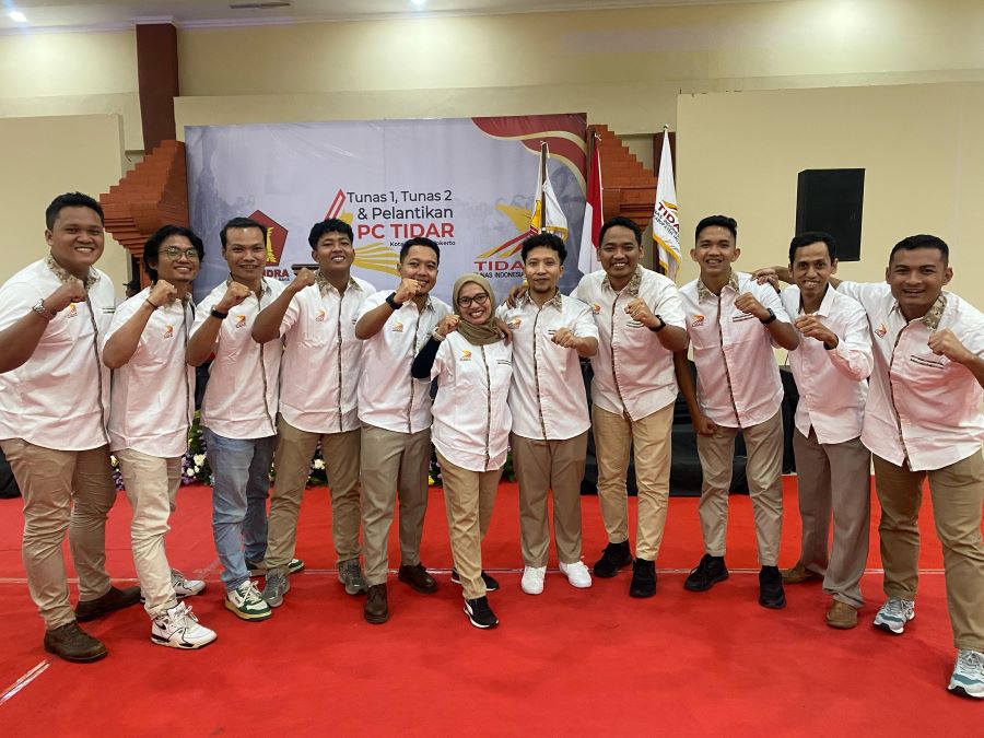 PENUH CINTA: Pengurus PC Tidar Kabupaten dan Kota Mojokerto periode 2025-2030 dilantik di Hall MPP Gajah Mada Kota Mojokerto, Sabtu (22/2).