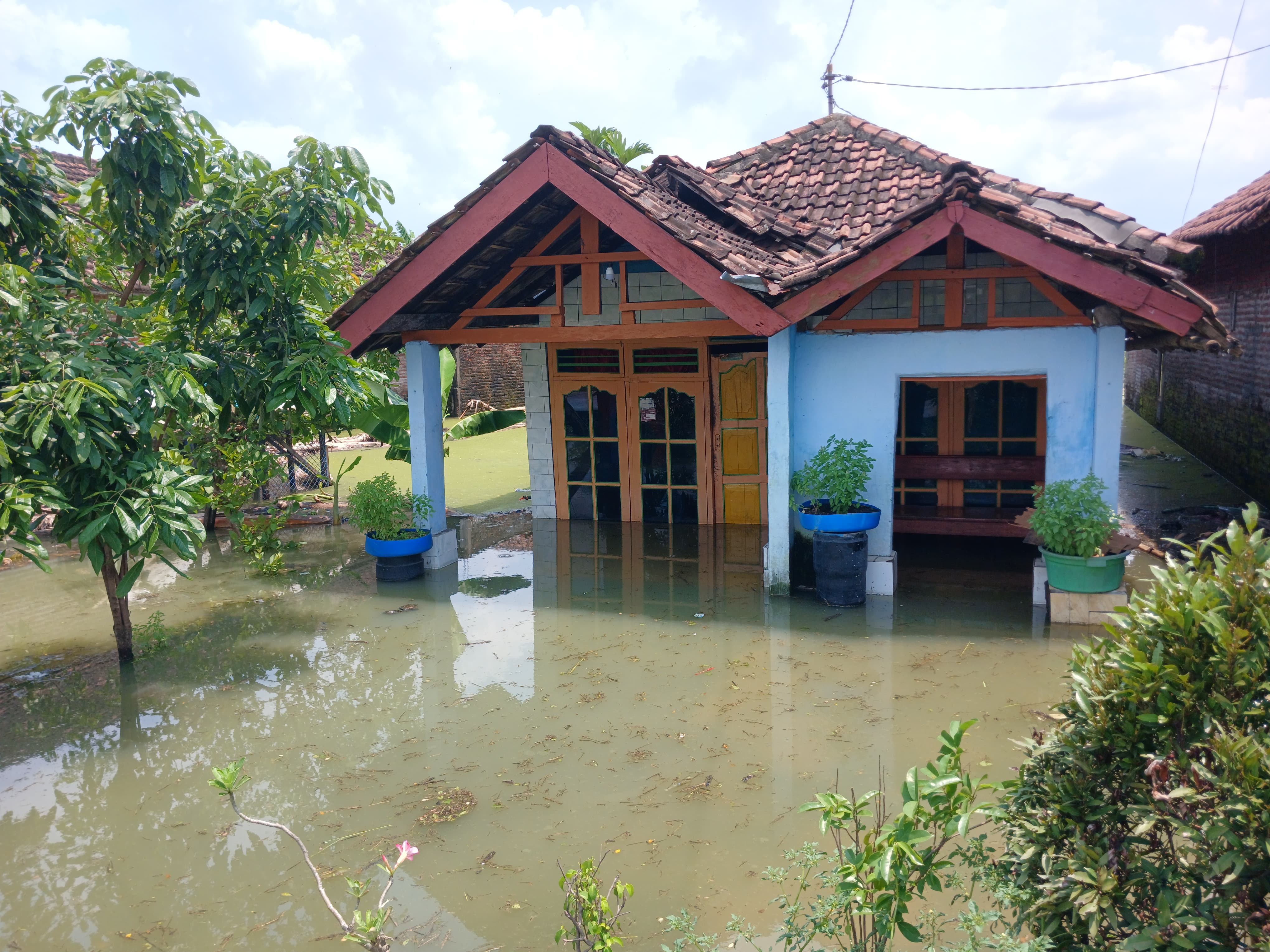 LANGGANAN: Kondisi banjir di Desa Tempuran, Kecamatan Sooko, Kabupaten Mojokerto, Jumat (28/2) siang.
