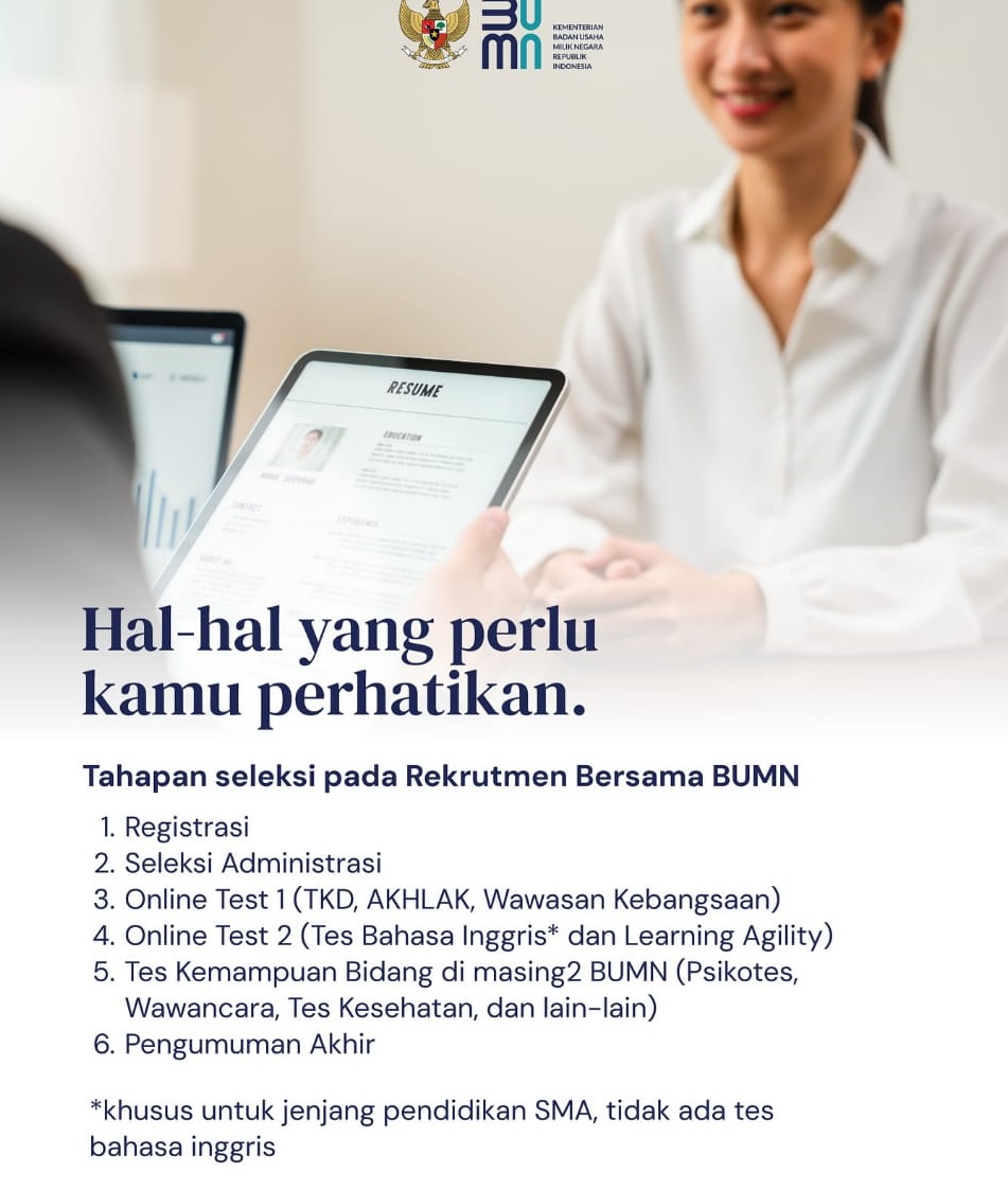 Tahapan seleksi Rekrutmen Bersama BUMN. Sumber foto: ig kementerianbumn