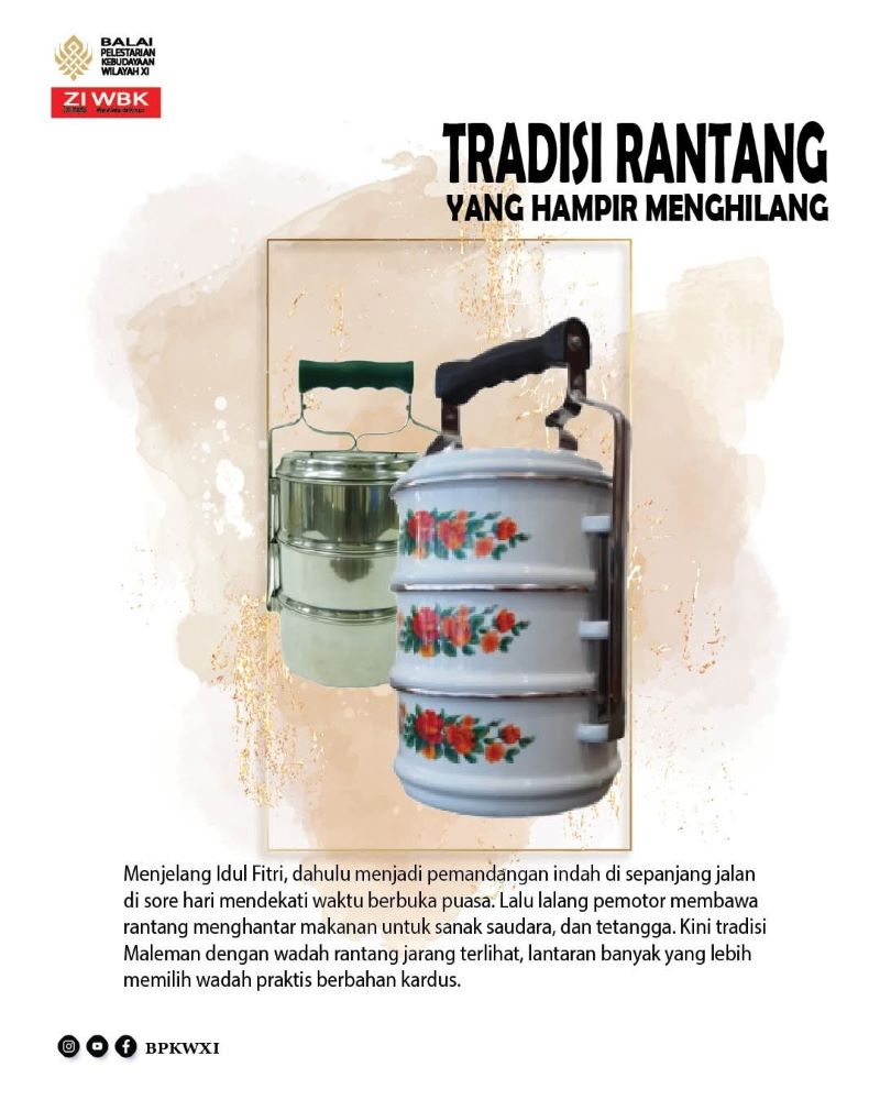 TRADISI: Rantang yang dahulu populer dijadikan sebagai wadah ater-ater makanan atau weweh saat malaman di sepuluh hari terakhir Ramadan.