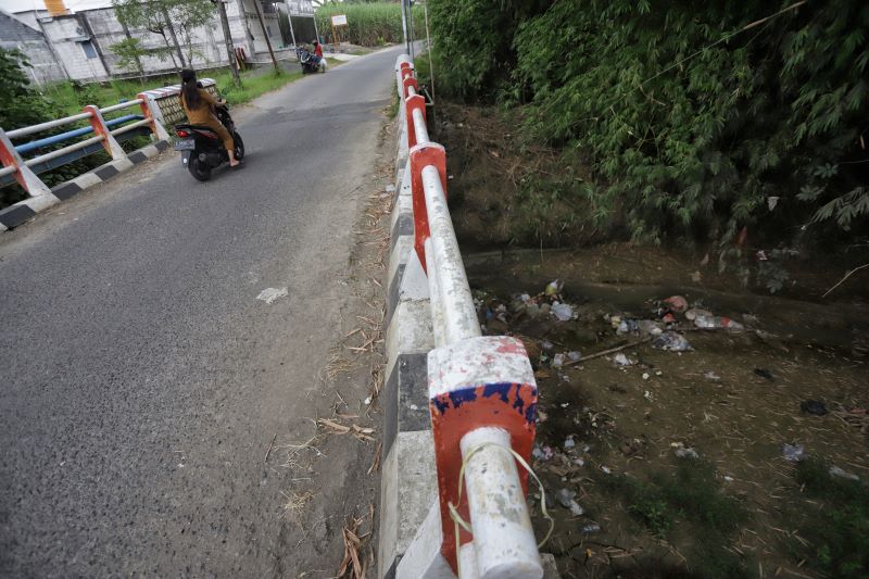 RAWAN MELUAP: Kondisi aliran anak Kali Lamong di area Jembatan Dusun Klanting, Desa Pulorejo, Kecamatan Dawarblandong, yang menjadi titik banjir langganan, kemarin.