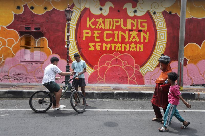 ORIENTAL: Suasana di kawasan Kampung Pecinan di Kelurahan Sentanan, Kecamatan Kranggan, Kota Mojokerto.