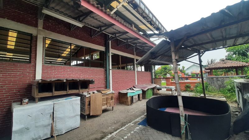 MIRIS: Kondisi di belakang Pasar Rakyat Prapanca, Kelurahan Mentikan, Kecamatan Prajurit Kulon, Kota Mojokerto yang terdapat sejumlah kandang ayam dan arena yang diduga jadi tempat aduan.