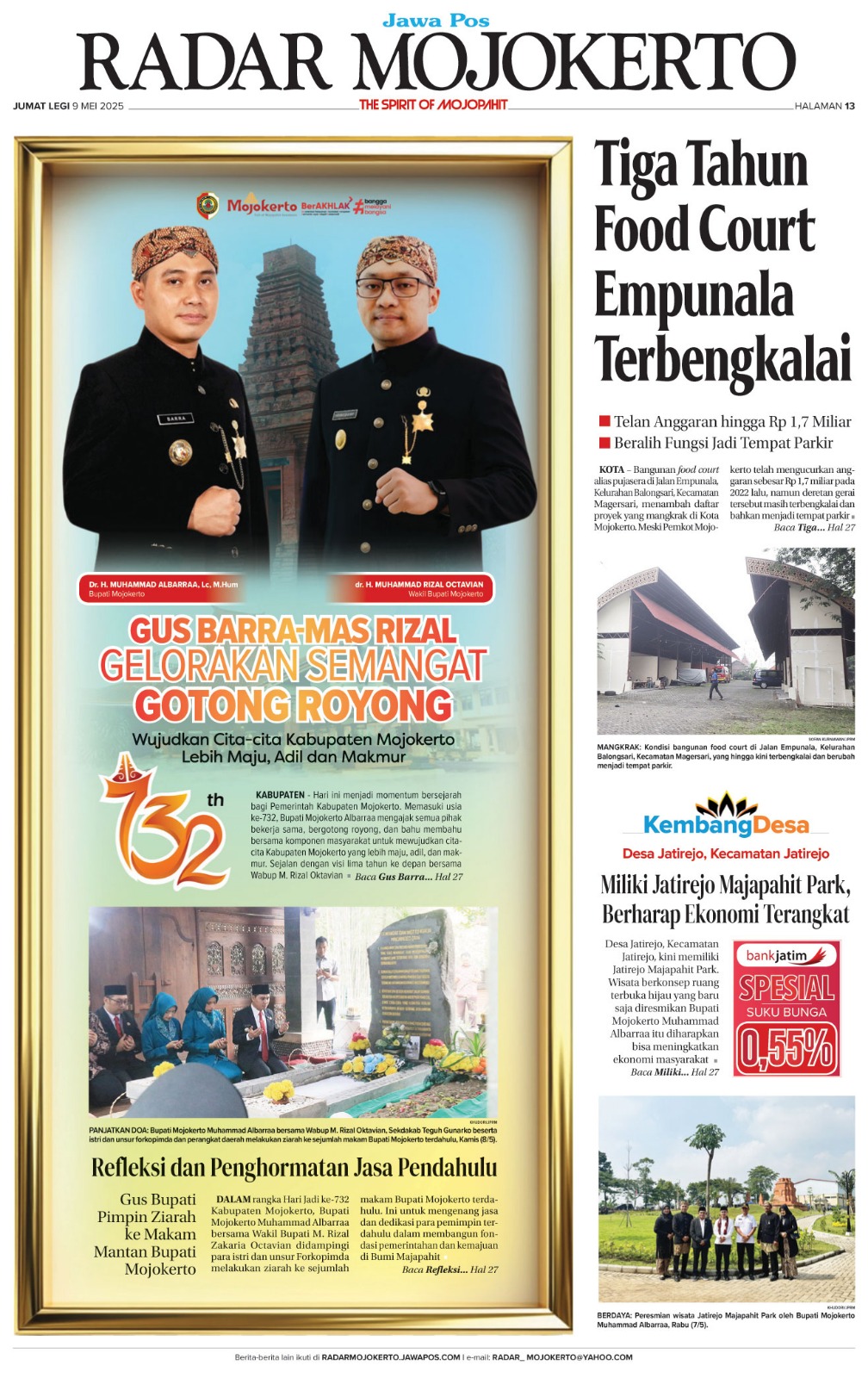 Bupati Mojokerto Muhammad Albarraa dan Wakil Bupati Mojokerto M. Rizal Oktavian.