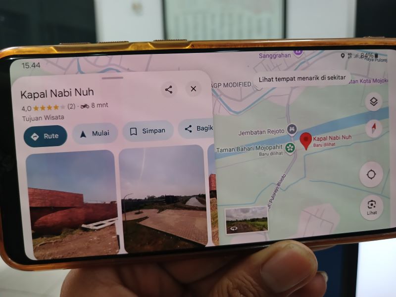 TAK SEMESTINYA: Lokasi proyek kapal pujasera Majapahit di kawasan TBM muncul dengan nama &rsquo;&rsquo;Kapal Nabi Nuh&rsquo;&rsquo; di Google Maps dan Google Earth, kemarin (8/6).
