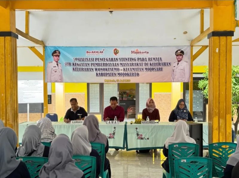 PREVENTIF: Kelurahan Wonokusumo, Kecamatan Mojosari, menggelar sosialisasi pencegahan kasus stunting yang menyasar kalangan remaja.