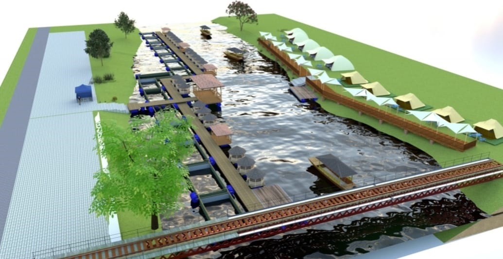 POTENSI: Desain wisata Sungai Ngotok dan budi daya ikan keramba jaring apung yang bakal dikembangkan Pemerintah Desa Ngingasrembyong, Kecamatan Sooko, untuk meningkatkan kesejahteraan masyarakat.