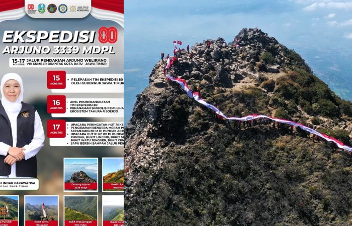 Tim Ekspedisi 80 Akan Kibarkan Bendera Merah Putih Sepanjang 80 M di Puncak Gunung Arjuno