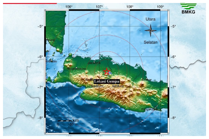 Gempa di Bekasi dari sumber BMKG