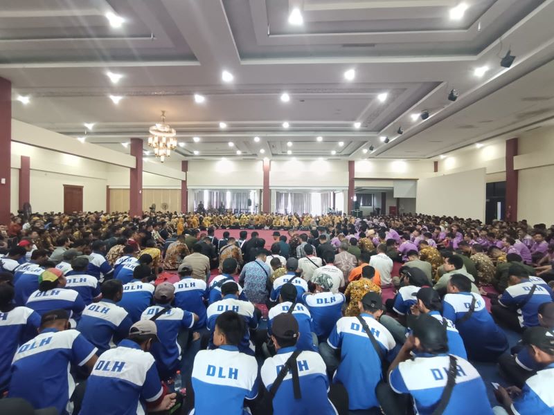 ABDI NEGARA: Tenaga non-ASN di lingkungan Pemkot Mojokerto dikumpulkan di hal Mal Pelayanan Publik (MPP) Gajah Mada, Kamis (21/8).
