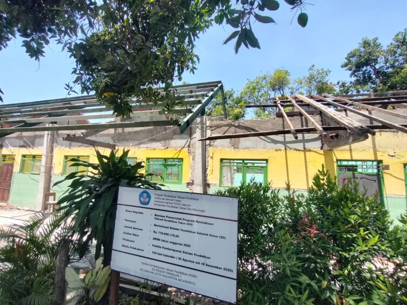 DIPERBAIKI: SDN Parengan 1, Kecamatan Jetis, menjadi menjadi salah satu prioritas program revitalisasi Kementerian Pendidikan Dasar dan Menengah (Kemendikdasmen), kemarin (28/9).