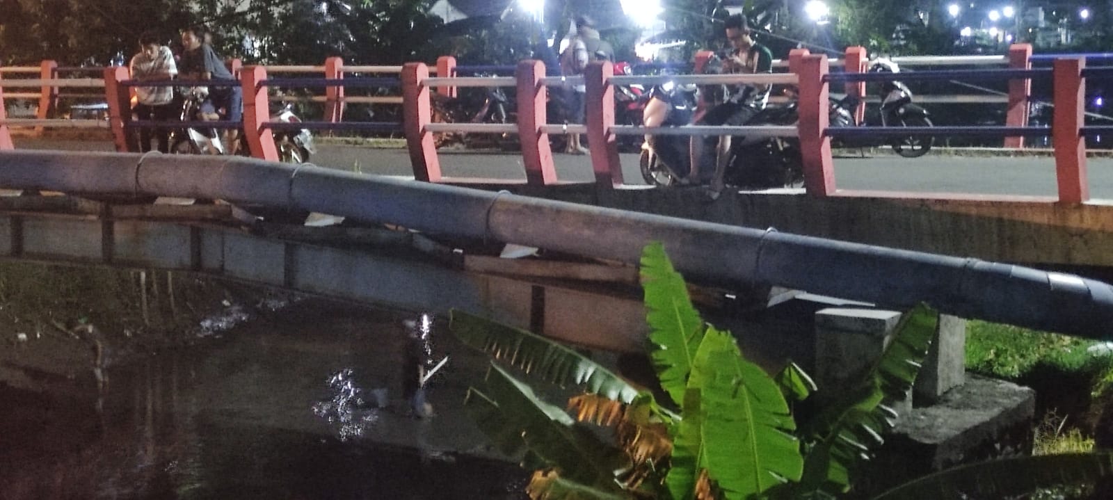 JADI TONTONAN: Aksi cari ikan turun ke Kali Sadar jadi tontonan warga dan pengguna jalan yang melintas.